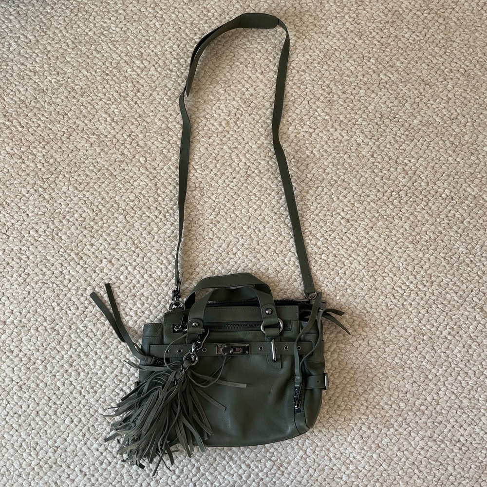 ASH leather dark green crossbody with tassel